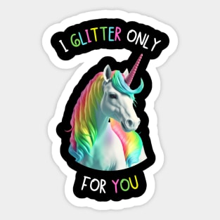Cute Unicorn Looking For You To Sprinkle His Glitter On You Sticker